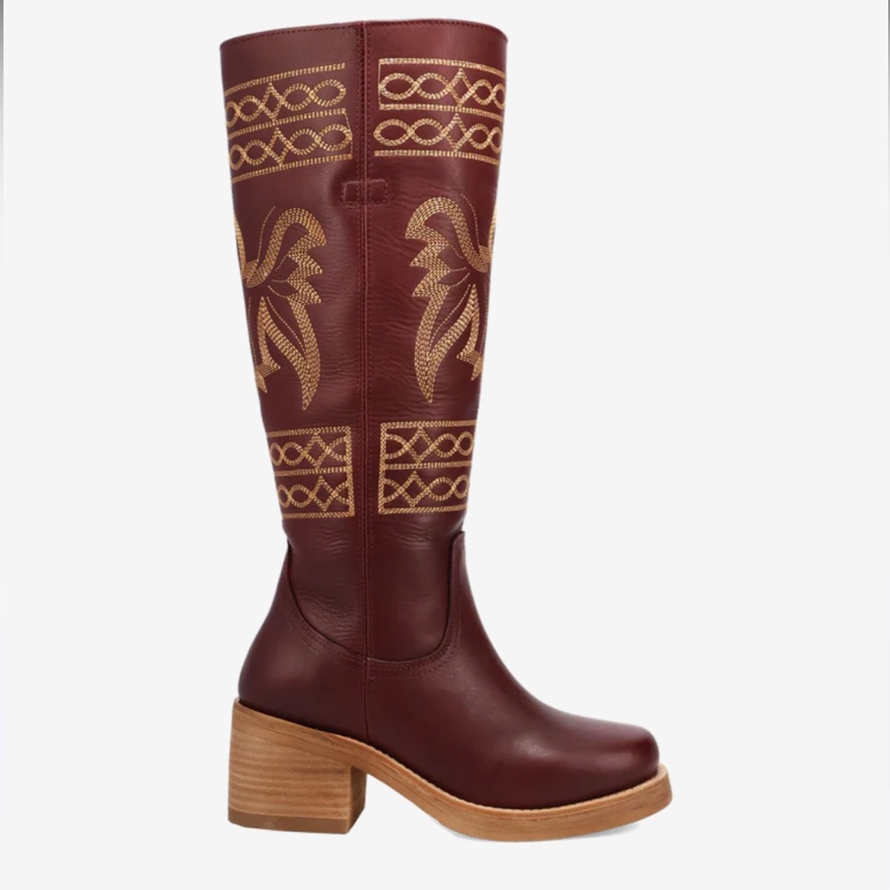 Free People Dingo Avalon Equestrian Tall Boots Leather Embroidery - Picture 5 of 12